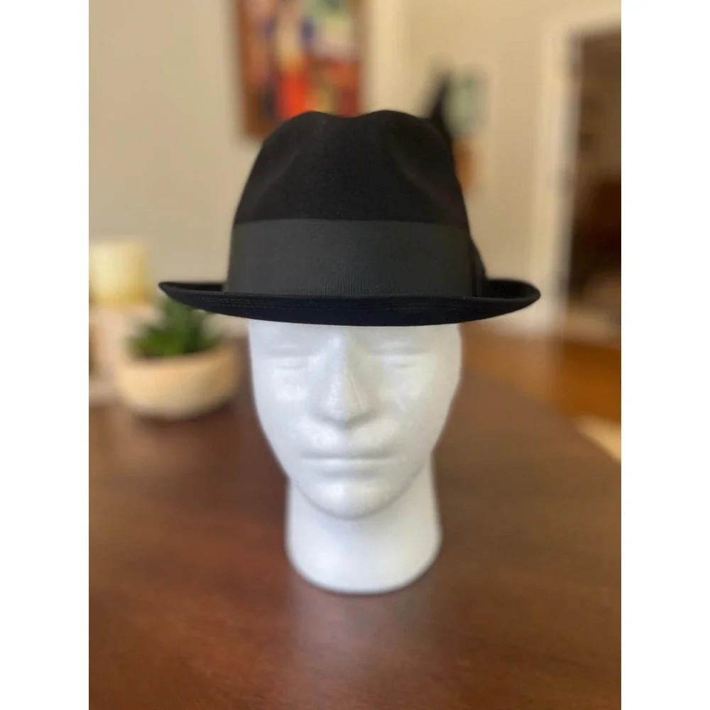Stetson Royal Fedora Mens 7 1/4 Black Excellent Vintage Fur Felt Dress Hat